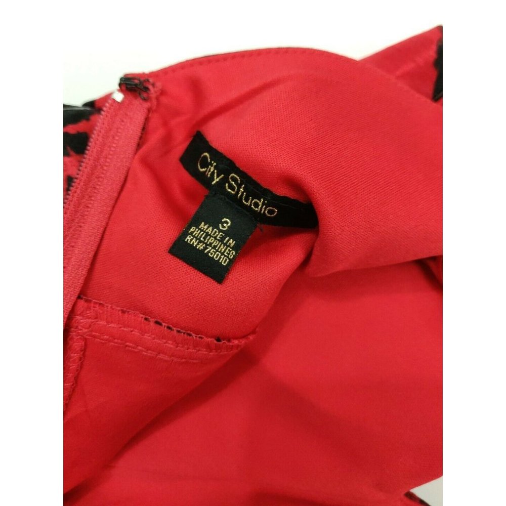 City Studios Womens Dress Juniors Size 3 Red Black - Picture 15 of 16